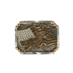 Crumrine Men's Silver & Copper Distressed American Flag Buckle C10011