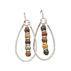 Blazin Roxx® Ladies Teardrop Beaded Silver Earrings 3051626