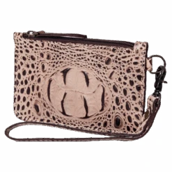 American Darling Ladies Brown Croc Wristlet ADBG961A