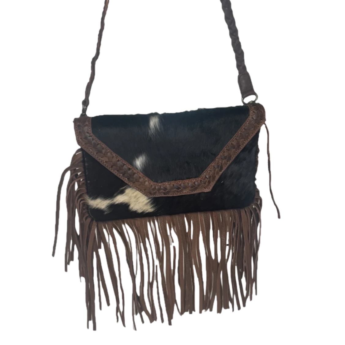 American Darling® Braided Cowhide Fringe Brown Leather Bag ADBGM298B 3 American Darling® Braided Cowhide Fringe Brown Leather Bag ADBGM298B