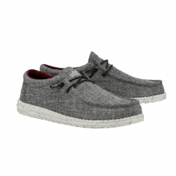 Hey Dude® Mens Wally Eco Linen Black Shoes 112474987