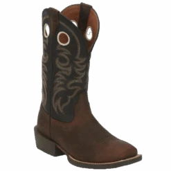 Justin Men's Roasted Black Water Buffalo Muley Wide Square Toe Boots SE7612