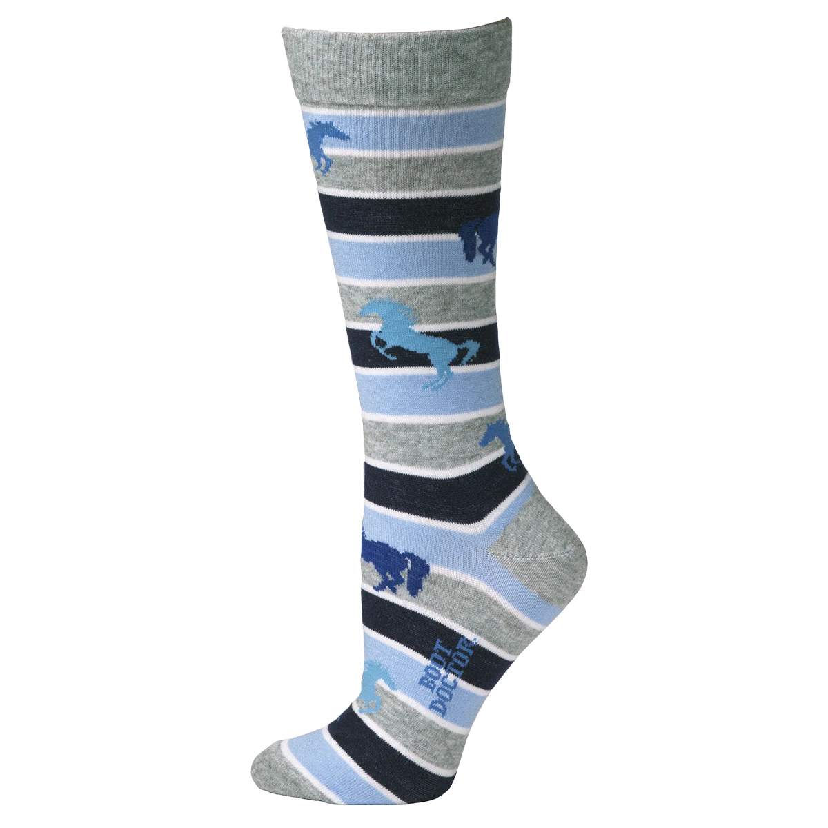 Boot Doctor Ladies Running Horse Blue & Grey Tall Crew Socks 0418113 3 Boot Doctor Ladies Running Horse Blue & Grey Tall Crew Socks 0418113