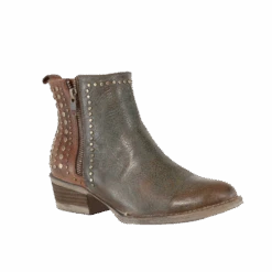 Circle G By Corral Ladies Green & Brown Stud Shortie Boots Q5011