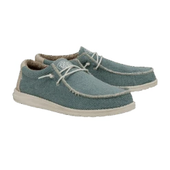 Hey Dude Men's Wally Braided Aqua Slip On Shoes 40003-449