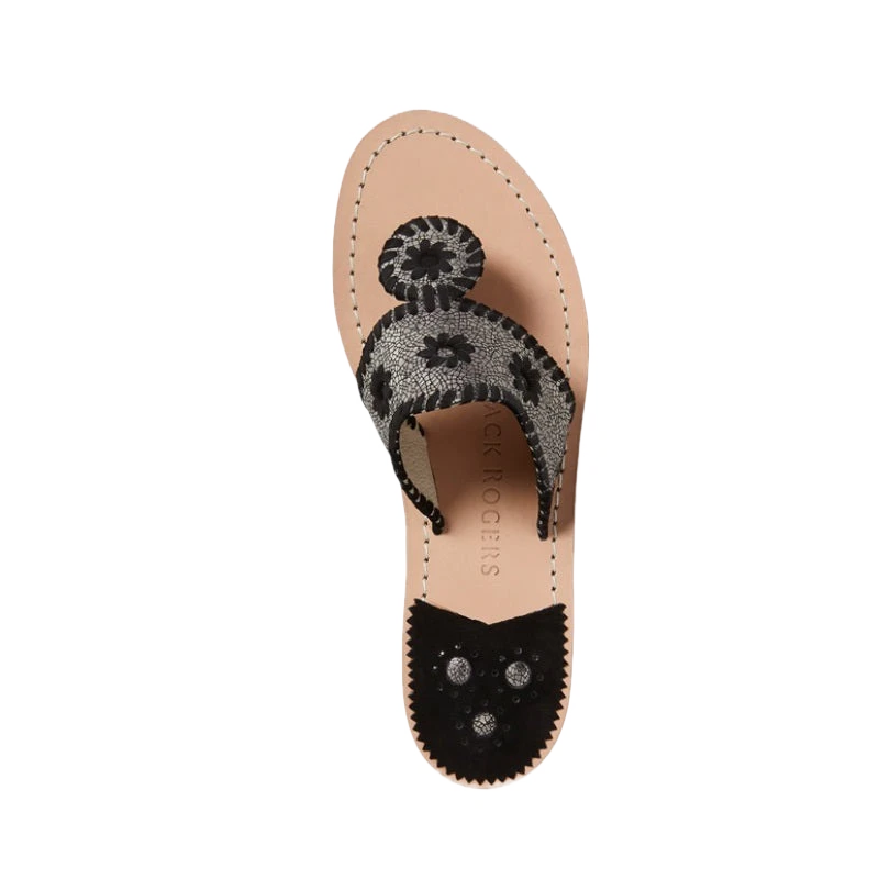 Jack Rogers Ladies Crackled Metallic Gunmetal Flat Sandals 142211JK02 4 Jack Rogers Ladies Crackled Metallic Gunmetal Flat Sandals 142211JK02 - Image 2