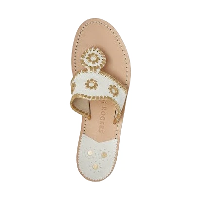 Jack Rogers Ladies Pebbled Flat Bone Gold Sandals 151221JK02B10 4 Jack Rogers Ladies Pebbled Flat Bone Gold Sandals 151221JK02B10 - Image 2