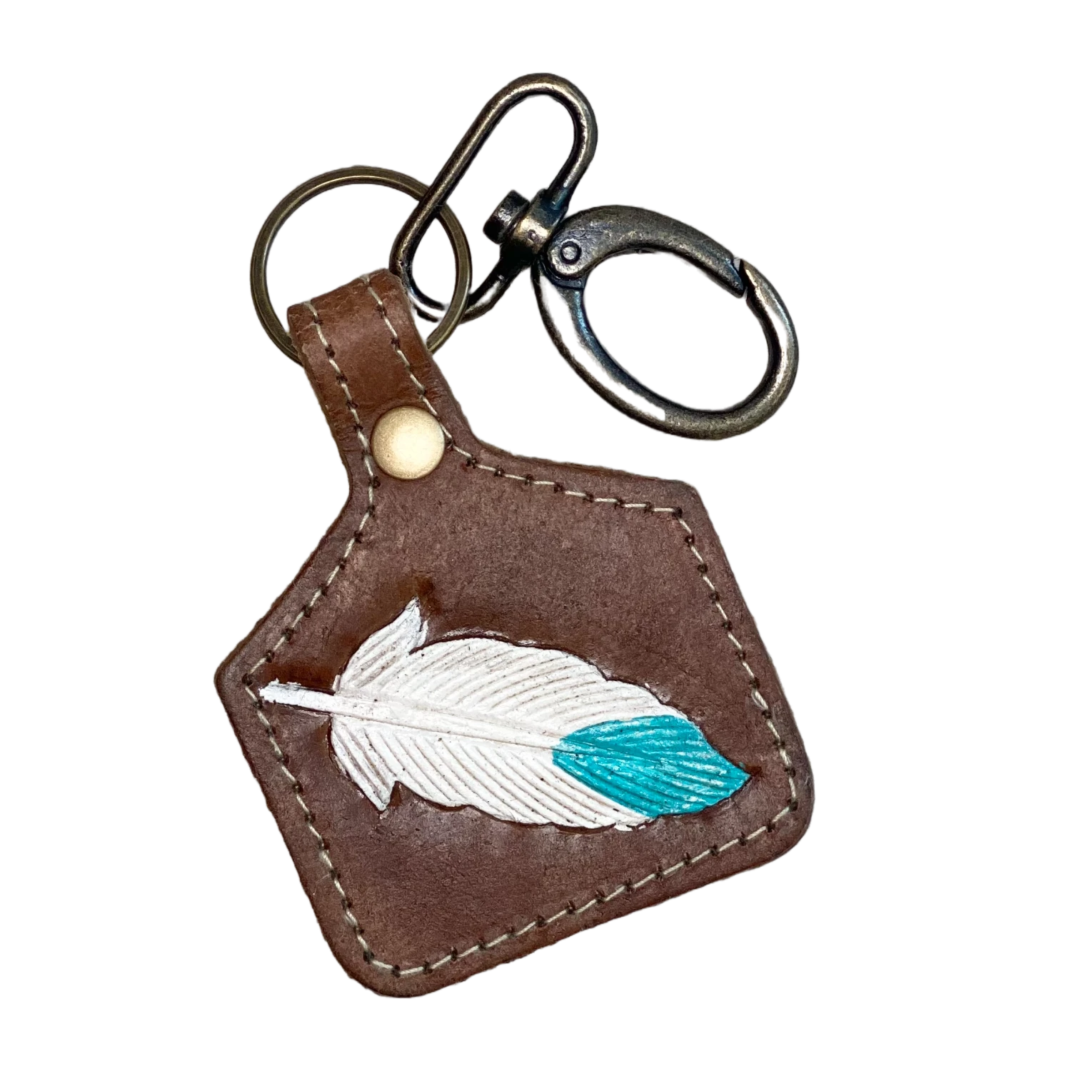 Myra Bag Azure Quill Cow Tag Leather Keychain S-2948 3 Myra Bag Azure Quill Cow Tag Leather Keychain S-2948