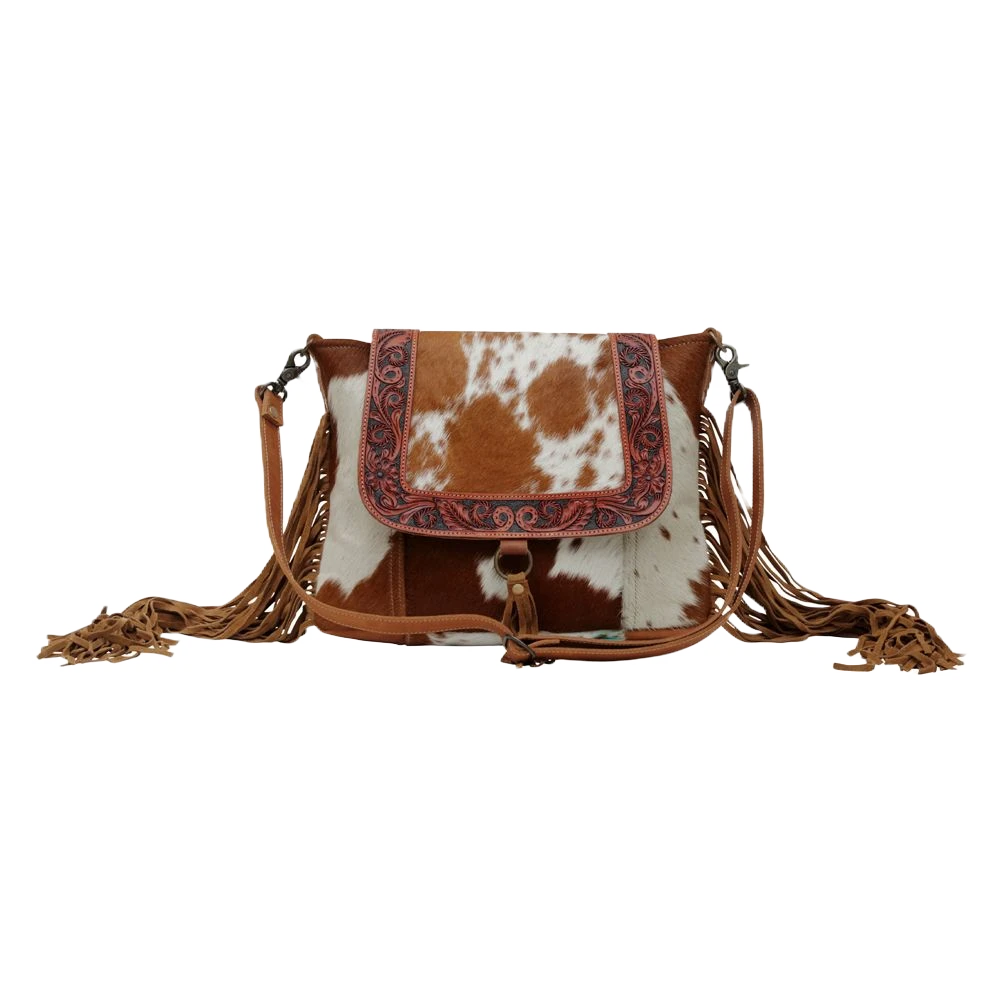Myra Bag Ladies Blaze Handtooled Hairon Bag S-6220 3 Myra Bag Ladies Blaze Handtooled Hairon Bag S-6220