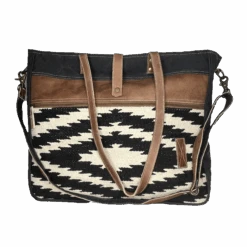 Olay Bags® Black Woven Aztec Print Rug Canvas Shoulder Bag LB248