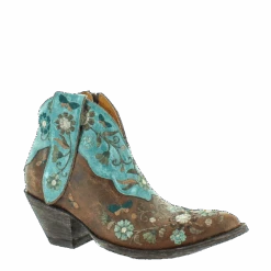Old Gringo Ladies Cate Brown & Turquoise Floral Shortie Boots BL3186-1