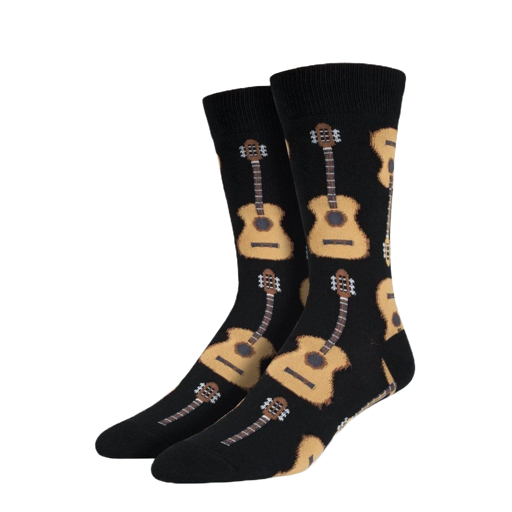 SockSmith® Men's "Acoustic Guitar" Black Socks MNC202-BLK 2 SockSmith® Men's "Acoustic Guitar" Black Socks MNC202-BLK