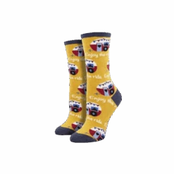 SockSmith Ladies Enjoy The Ride Gold Heather Crew Socks WNC2382-GDH