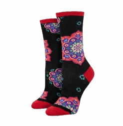 Sock Smith Ladies Mandala Black Crew Socks WNC2965-BLK