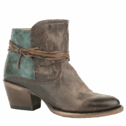 Stetson Ladies Minx Brown & Teal Vintage Toe Booties 12-021-5109-1076