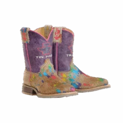 Tin Haul® Girl's Colorful Cattle Sole Square Toe Boots 14-018-0077-0873