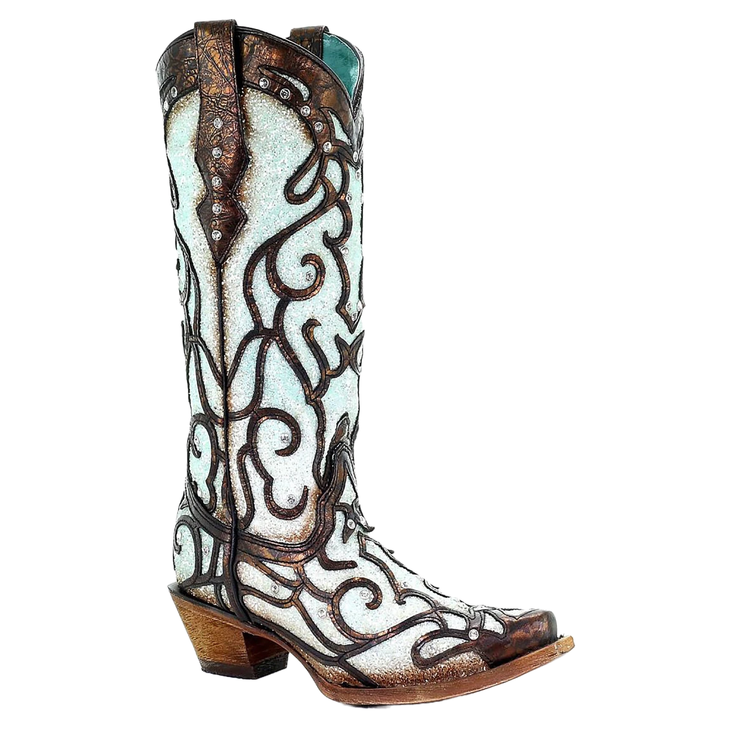 Corral Boots Corral Ladies Sky Blue Inlay And Studded Western Boots C3460 3 Corral Boots Corral Ladies Sky Blue Inlay And Studded Western Boots C3460