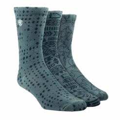 Ariat® Unisex 3-Pack Charm Four Leaf Clover Doodle Crew Socks 10041365