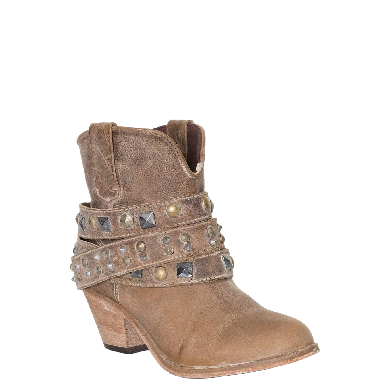 Corral Boots Corral Ladies Saddle Brown Studded Strap Ankle Boots P5020 3 Corral Boots Corral Ladies Saddle Brown Studded Strap Ankle Boots P5020