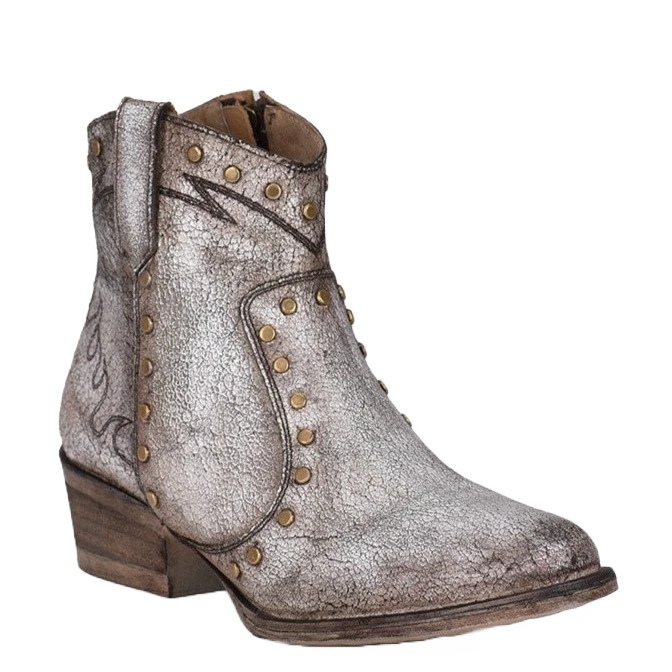 Circle G By Corral Ladies Studs With Grey Embroidery Booties Q5155 3 Circle G By Corral Ladies Studs With Grey Embroidery Booties Q5155