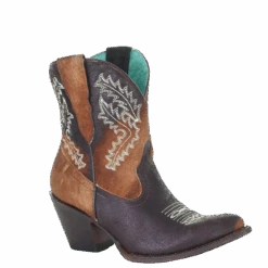 Corral Boots Corral Ladies Chocolate And Tan Shadow Ankle Boot W/ Western Embroidery E1651