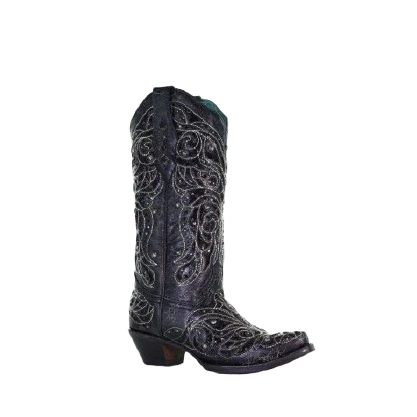 Corral Boots Corral Ladies Black Inlay Bone Embroidery & Studs Black Boots A4123 3 Corral Boots Corral Ladies Black Inlay Bone Embroidery & Studs Black Boots A4123