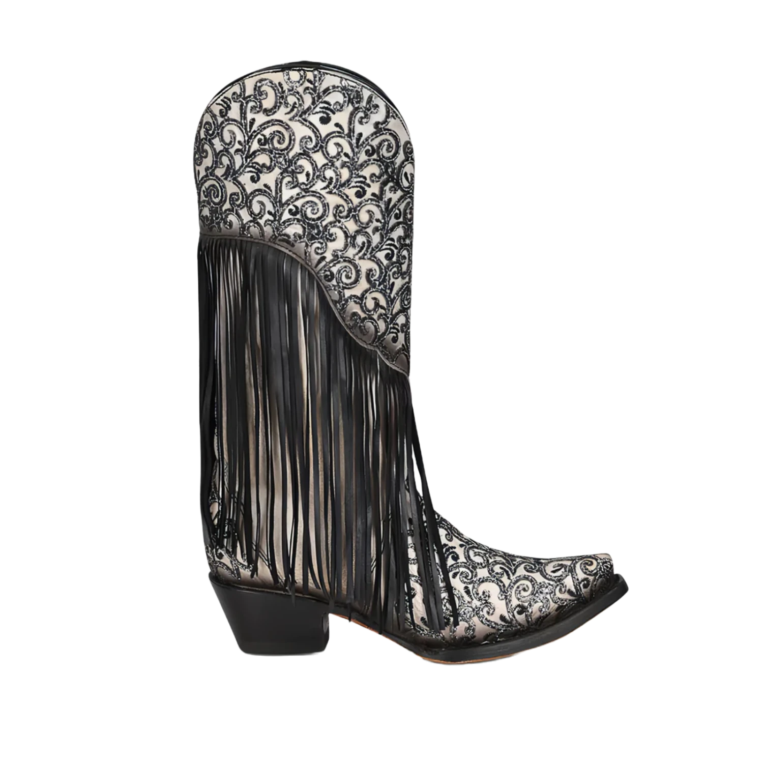 Corral Boots Corral® Ladies Black & White Overlay Fringed Boots C3877 4 Corral Boots Corral® Ladies Black & White Overlay Fringed Boots C3877 - Image 2