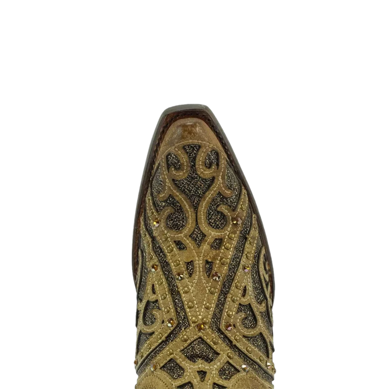 Corral Boots Corral Ladies Straw Brown Studded Boot W/ Bronze & Black Laser Inlay E1620 4 Corral Boots Corral Ladies Straw Brown Studded Boot W/ Bronze & Black Laser Inlay E1620 - Image 2