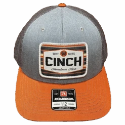 Cinch Men's Grey & Burnt Orange Snapback Patch Trucker Cap MCC0800007