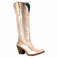 Corral Boots Corral Ladies Gold Metallic Embroidery Tall Zip Knee-High Boots E1380