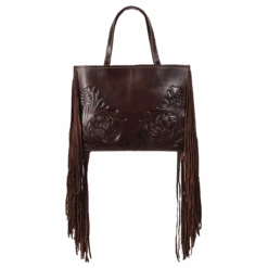 Ariat Ladies Victoria Tooled Leather Fringe Brown Tote Bag A770009302