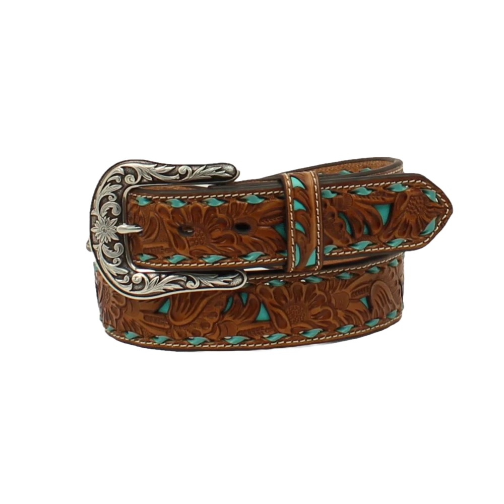 Nocona Ladies Turquoise Inlay Leather Belt N3410433 3 Nocona Ladies Turquoise Inlay Leather Belt N3410433
