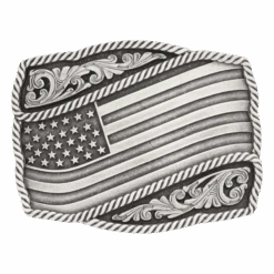 Montana Silversmiths Unisex Silver Waving Flag Attitude Buckle A590S