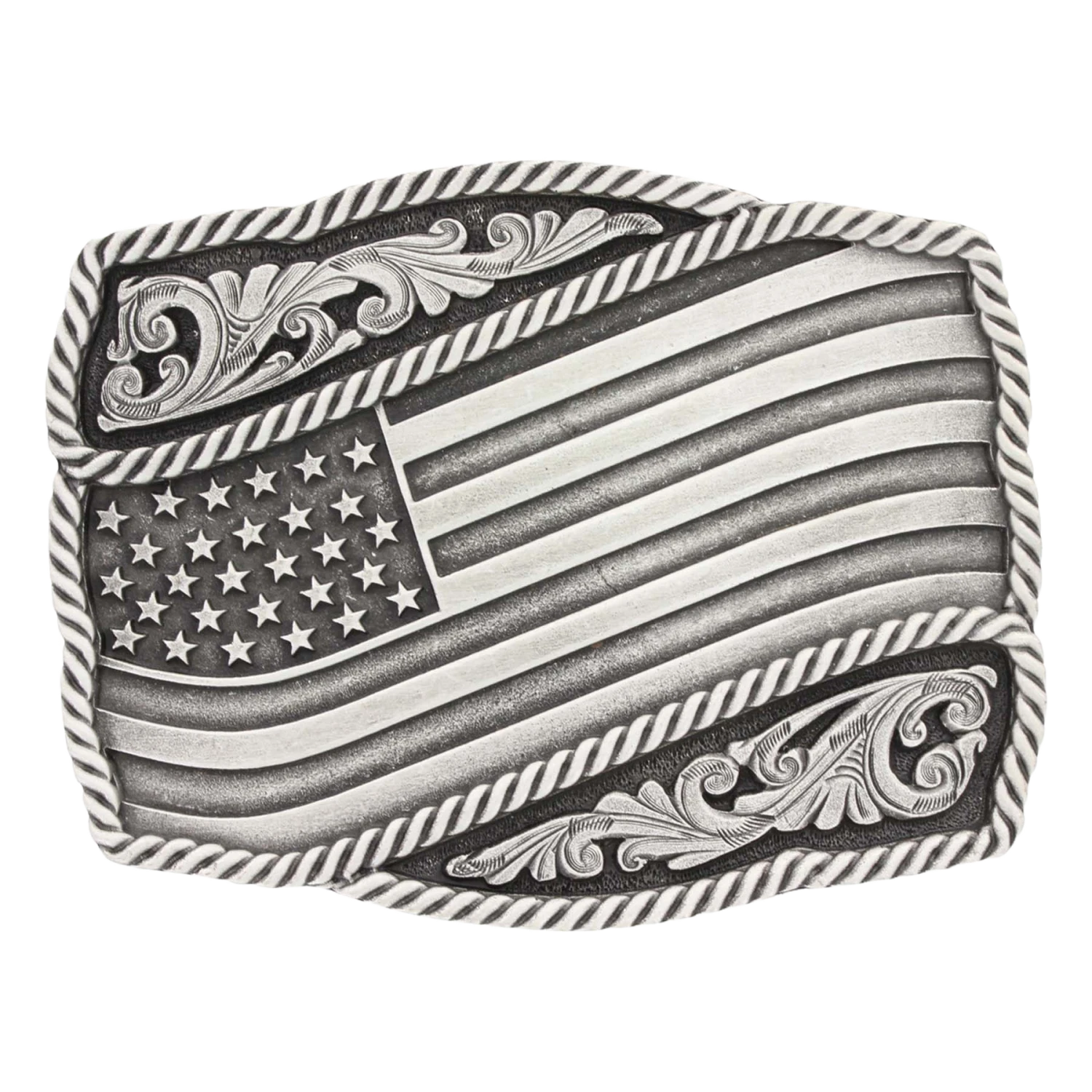 Montana Silversmiths Unisex Silver Waving Flag Attitude Buckle A590S 3 Montana Silversmiths Unisex Silver Waving Flag Attitude Buckle A590S