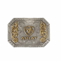 Ariat® Floral Engraved Rectangle Silver Belt Buckle A37022
