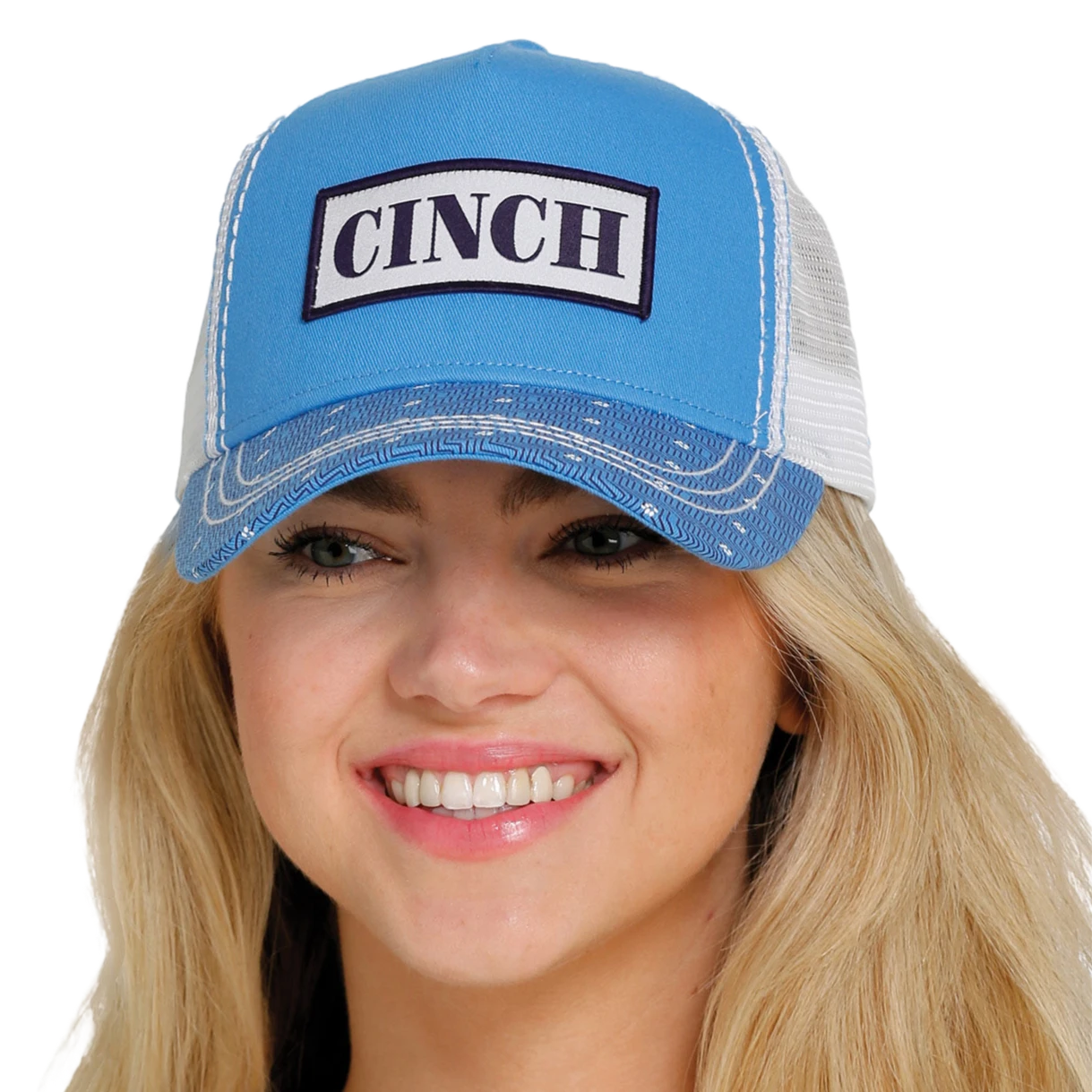 Cinch® Ladies Sky Blue Logo Patch Trucker Cap MHC7874029 3 Cinch® Ladies Sky Blue Logo Patch Trucker Cap MHC7874029