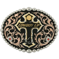 Montana Silversmiths Tri Color Cowboy Up Attitude Belt Buckle 60990