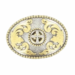 Nocona Men's Western LargeSilver & Gold Cross Buckle 3756645