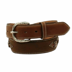 Nocona Men's Top Hand Brown Western Leather Belt With Conchos N2475944