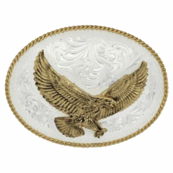 Montana Silversmiths Silver Engraved With Eagle Western Buckle 1460