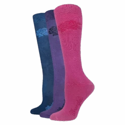 Wrangler® Ladies 3-Pair Rayon Rose Navy, Purple, & Hot Pink Crew Socks 00333-7000-MED