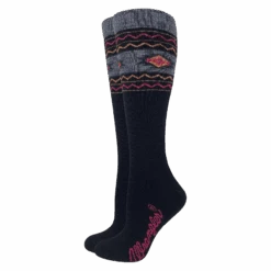 Wrangler® Ladies Aztec Pattern Seamless Toe Black Socks 72867-2000-MED