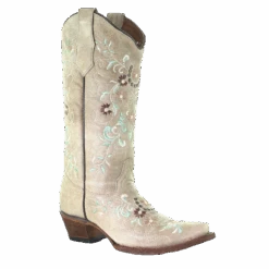 Circle G By Corral Ladies Sand & Flower Embroidery Boots L5659
