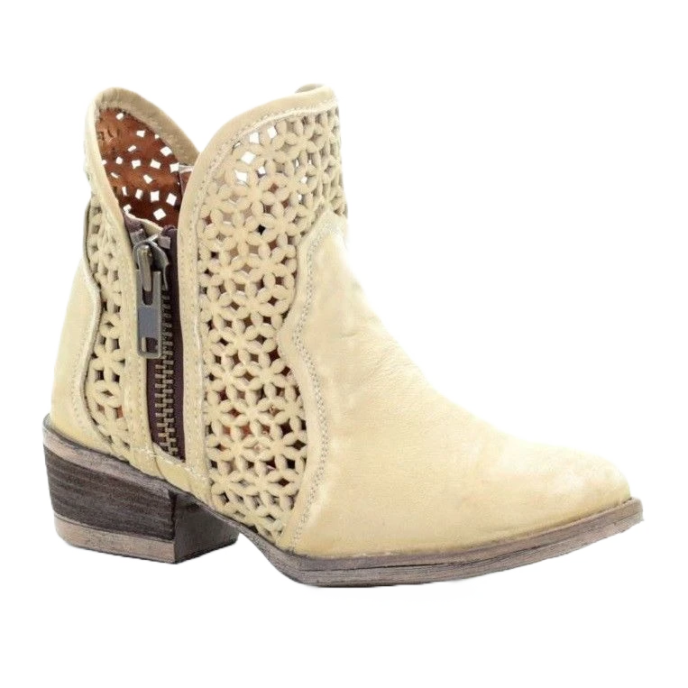 Circle G By Corral Ladies White Cutout Shortie Boot Q5018 3 Circle G By Corral Ladies White Cutout Shortie Boot Q5018