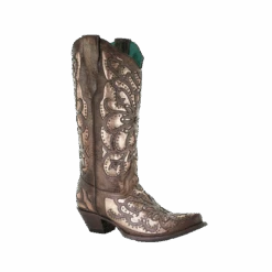 Corral Boots Corral Ladies Brown Metallic Inlay & Embroidery With Crystal & Stud Boots E1594