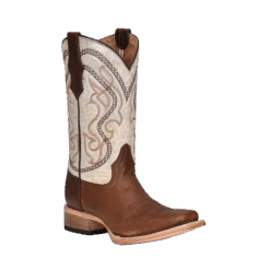 Circle G® Youth Brown & Aqua Embroidery Square Toe Boots J7100