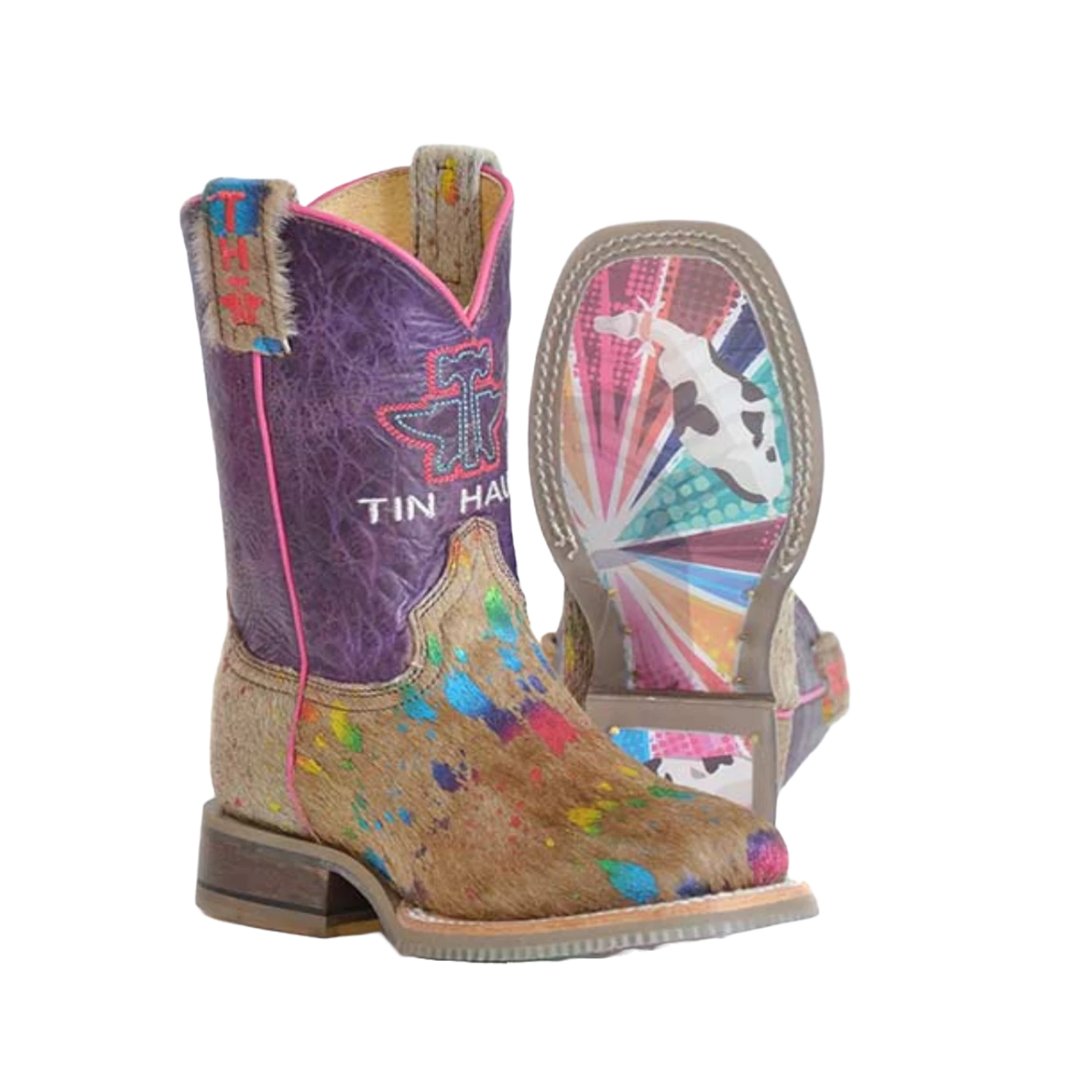 Roper Girl's Multicolored Hair On Square Toe Boots 14-119-0077-0873 4 Roper Girl's Multicolored Hair On Square Toe Boots 14-119-0077-0873 - Image 2