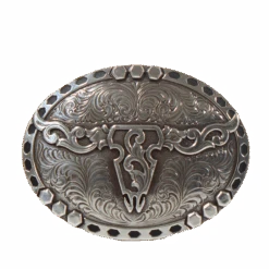 NoconaFloral Bull Skull Silber Buckle 37717