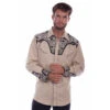 Scully® Men's Tan Floral Embroidery Western Snap Up Shirt P-634-TAN 2 Scully® Men's Tan Floral Embroidery Western Snap Up Shirt P-634-TAN -Western Cowboy Equipment P 634 TAN preview