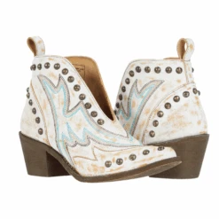 Circle G By Corral Ladies White Studs Booties Q0167 13 Circle G By Corral Ladies White Studs Booties Q0167 -Western Cowboy Equipment Q0167a